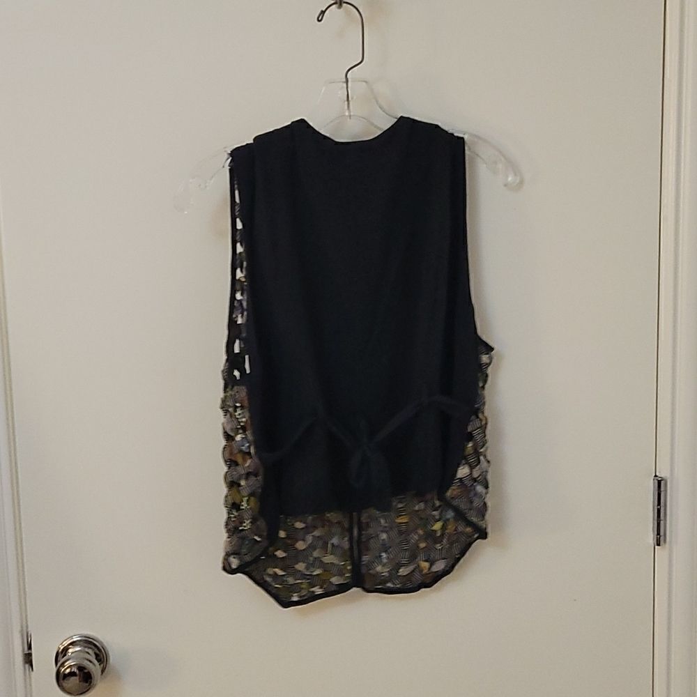 VTG HALSEY COLLECTION Basketweave Tie Back Grunge Hippie Waistcoat Vest - Picture 4 of 7